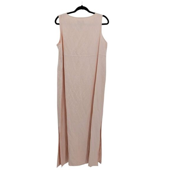 90's Positive Attitude Linen Pastel Pink Sleeveless Scoop Neck Maxi Dress Sz 16 - Picture 7 of 10